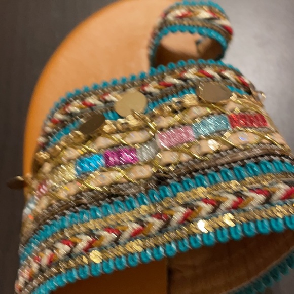 NEW Colorful raised beads and chains summer fun slip-ons. Indian look - Picture 6 of 7
